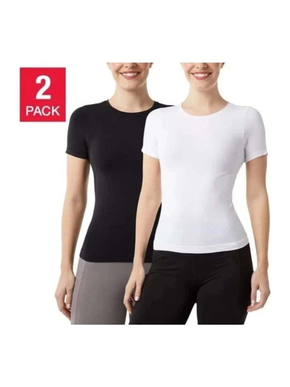 NWT 32 Degrees Women's S Black White Layer Zero Seamless -Shirt Fitted